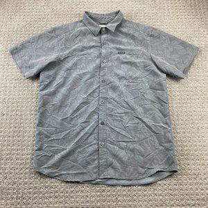 Columbia Shirt Men Large L Gray Floral Hawaiian Button Up Modal Pocket Outdoor